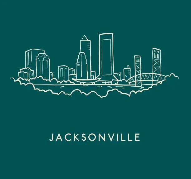 Vector illustration of Jacksonville Skyline Sketch