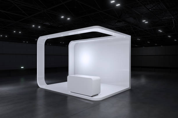 istock Exhibition stand for mockup and Corporate identity,Display design.Empty booth Design.Retail booth elements in Exhibition hall.booth Design trade show.Blank Booth system of Graphic Resources.3d Background for online Event,conference,live.3d render. 1412581575