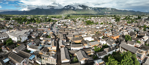 Aerial view of Baisha old town near Lijiang, in Yunnan - China