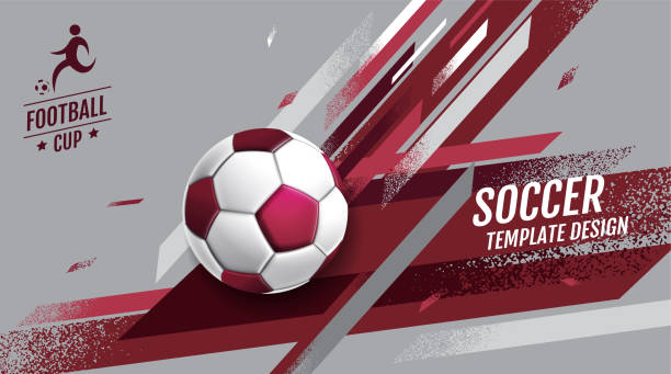 soccer layout template design, football, purple magenta tone, sport background - world cup stock illustrations