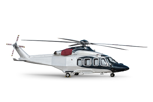 Corporate passenger helicopter isolated on white background