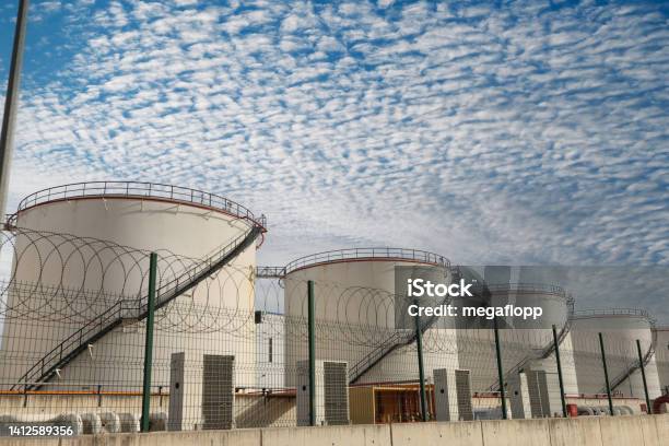 Liquefied Natural Gas Or Oil Industry Tanks Lpg For Storage And Storage Of Petroleum Products Stock Photo - Download Image Now
