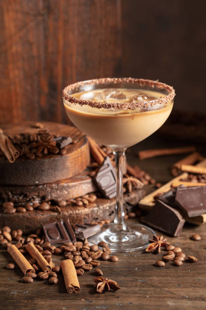 istock Cream and coffee cocktail with ice. 1412591054