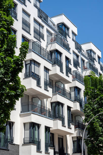 Modern white apartment house