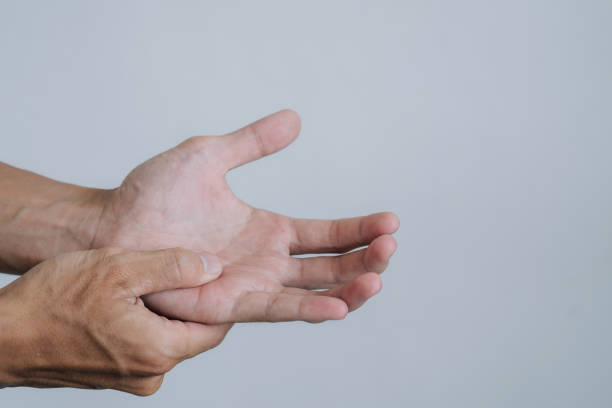 istock Office syndrome Concept. Young man suffering with problem trigger finger. copy space for text. Health concept. 1412592493