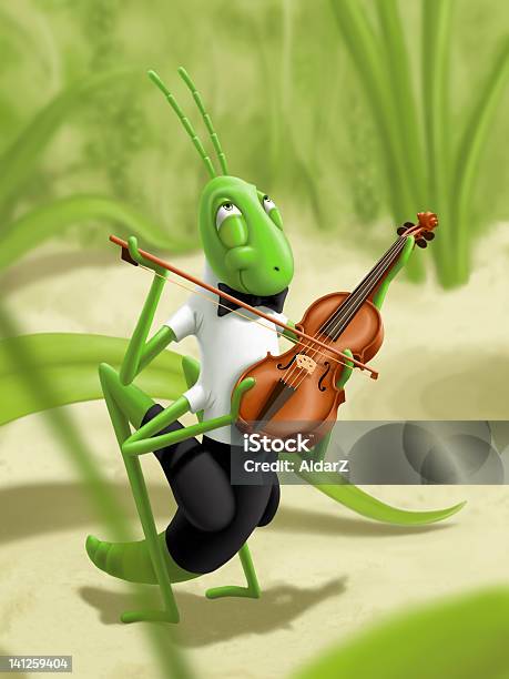 Grasshopper Stock Illustration - Download Image Now - Cricket - Insect, Violin, Bow - Musical Equipment