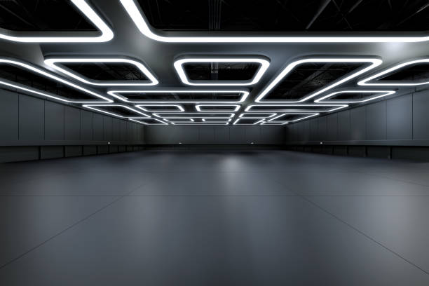 istock Empty hall exhibition centre.The backdrop for exhibition stands, booth,market,trade show.Conversation for activity,meeting.Arena for entertainment,event,sports.Indoor for Factory,showroom.3d render. 1412594532