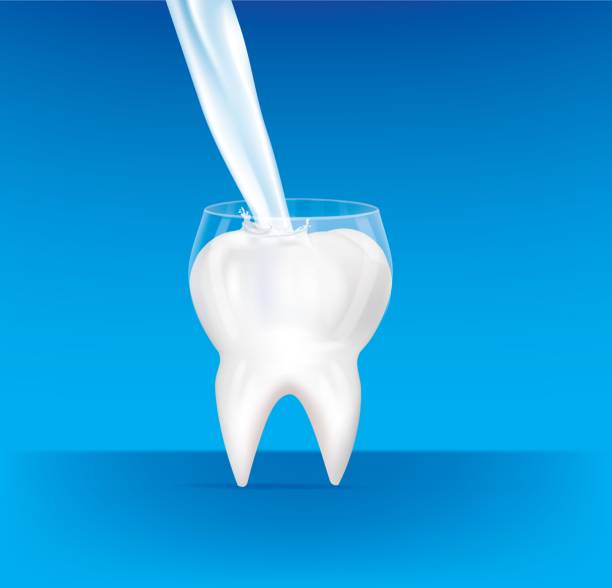 istock Milk pouring to the teeth health and care concept.illustration vector 1412595397