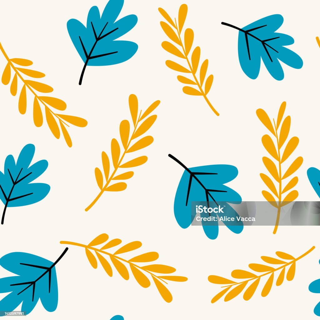 Fall Pattern Background Blue Cute Lovely Autumn Seamless Vector Pattern Background Illustration With ...