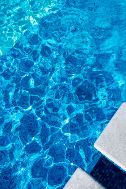 istock Water in the pool with a side. Blue waves ripples and splashes. 1412600261