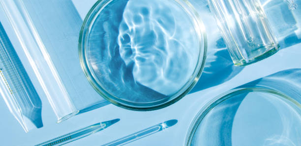istock serum petri dish on light blue background cosmetic research concept 1412601393