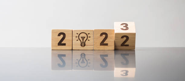 istock 2022 to 2023 block with lightbulb icon. Business Idea, Creative, Thinking, brainstorm, Goal, Resolution, strategy, plan, Action, change and New Year start concepts 1412601620