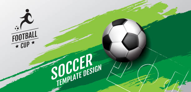 ilustrações de stock, clip art, desenhos animados e ícones de soccer template design , football banner, sport layout design, vector illustration - football field backgrounds sport grass