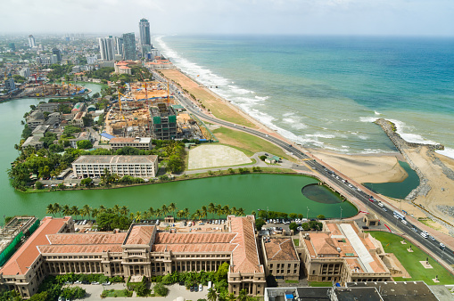 Aerial view of Colombo and Galle Face Green