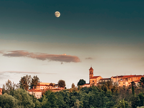 moon on the italian village