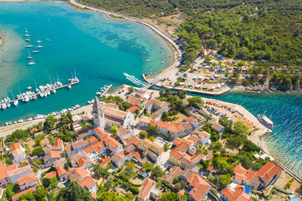 Historic town of Osor in Croatia Historic town of Osor between islands Cres and Losinj, Croatia adriatic sea stock pictures, royalty-free photos & images