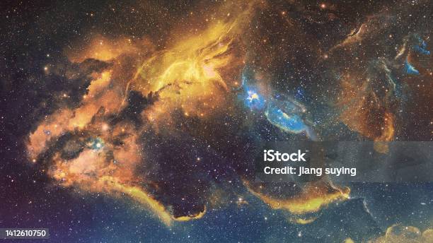 A Computer Rendering Of The Starry Sky Background Stock Photo - Download Image Now - Outer Space, Copy Space, Digitally Generated Image