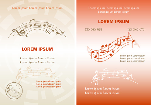 beige and red templates for music events - A4 vector musical background