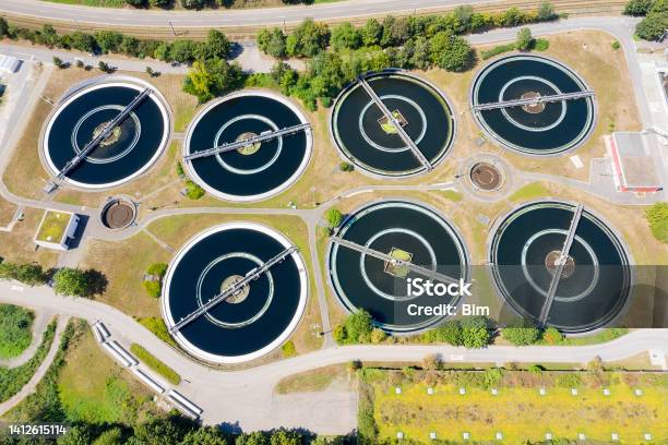 Water Purification Plant From Above Stock Photo - Download Image Now - Above, Aerial View, Architecture