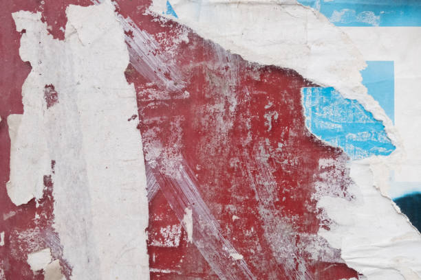 istock Torn street poster background. Abstract weathered paper collage 1412615423