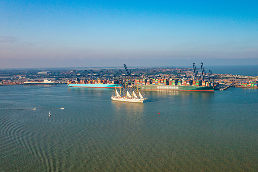 Container terminal at the Maasvlakte in Rotterdam, The Netherlands. February 2, 2020.