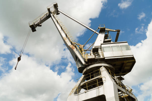 istock Abandoned looking old large industrial crane 1412616722