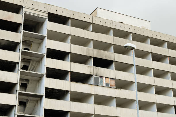 istock Abandoned and uninhabitable apartment building destroyed by fire 1412618901