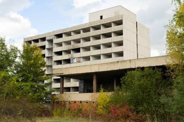 istock Abandoned and uninhabitable apartment building destroyed by fire 1412619158