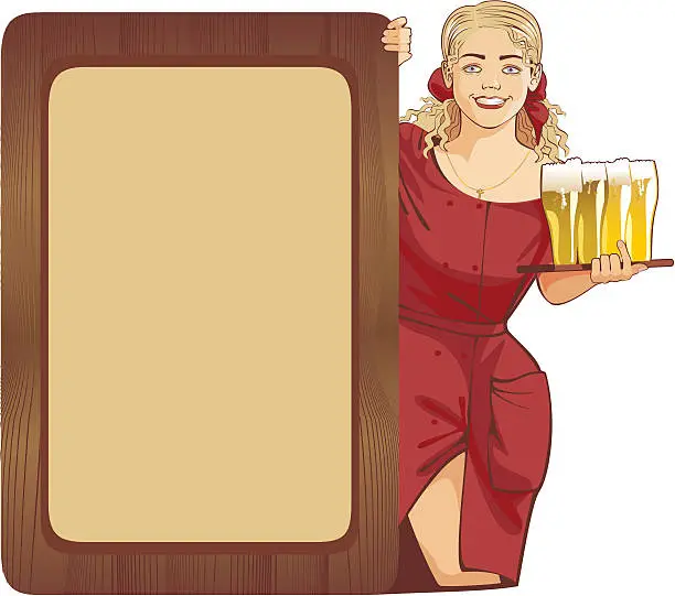 Vector illustration of waitress beer
