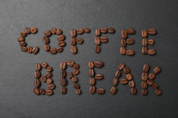 istock Phrase Coffee Break made of beans on black background, flat lay 1412624719