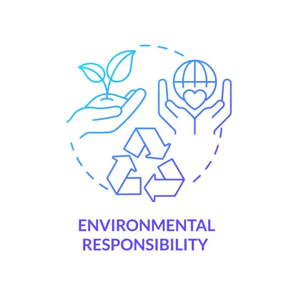 Vector illustration of Environmental responsibility blue gradient concept icon