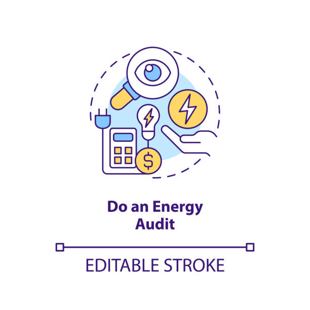stockillustraties, clipart, cartoons en iconen met do energy audit concept icon - energierekening