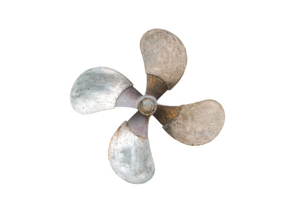 boat propeller isolated on white with clipping path. - screw propeller imagens e fotografias de stock