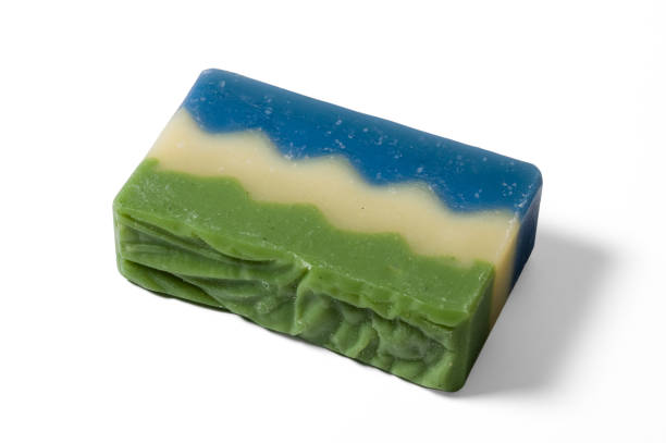 istock Bar of handmade organic soap isolated on white background 1412633596