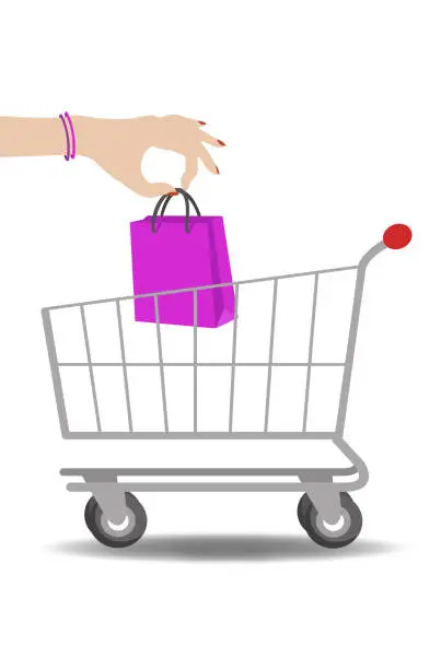 Vector illustration of Woman's Hand Holding Shopping Bag