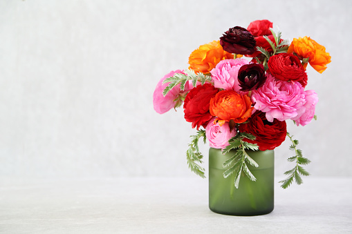 A bouquet of dried flowers placed on a white background. Wedding, festive concept.