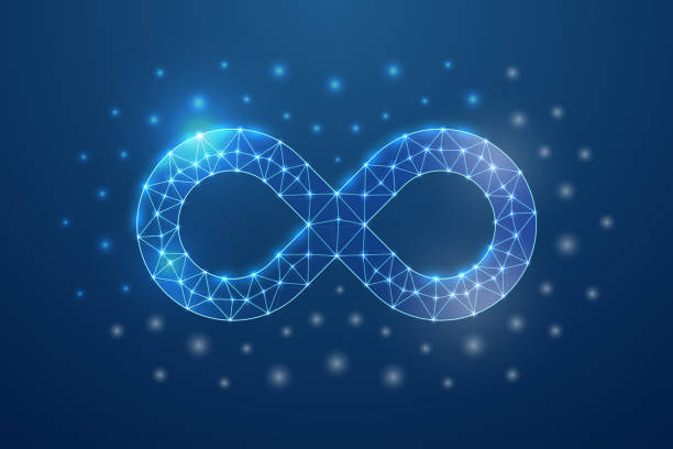 istock Infinity 3d symbol in blue low poly style. Forever, unlimited design concept illustration. Endlessness polygonal wireframe. 1412635262