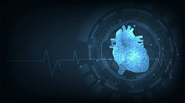 концепция технологии лечения кардиологии. - human heart pulse trace heart shape healthcare and medicine stock illustrations