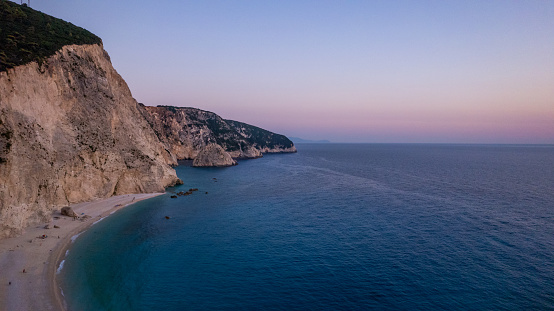 Aerial view of the sea and a beautiful sunset