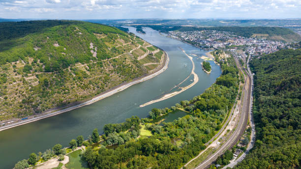 istock Panoramic aerial view over River Rhine, Germany 1412646543