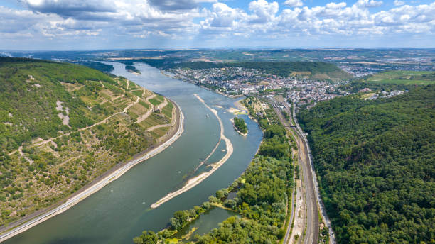 istock Panoramic aerial view over River Rhine, Germany 1412646561