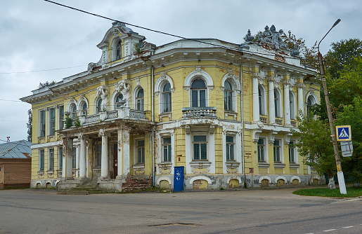 Bezhetsk  , Provincial Russian town ,Pre-revolutionary houses of merchants in Bezhetsk. Nevorotin's house\n\nA