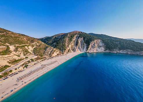 Aerial view of the Ionian Sea. The island of Kefalonia in the Ionian Sea, Greece. Κεφαλλονιά