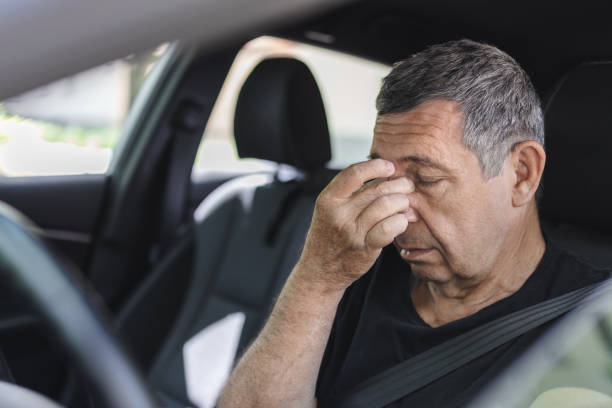 istock Tired pensioner dring in a car 1412653322