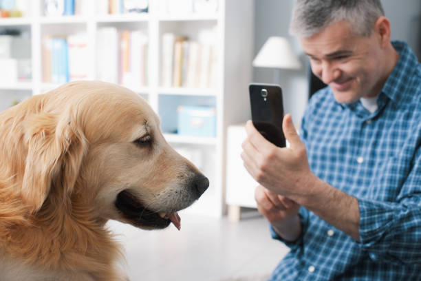 istock Man taking pictures of his dog 1412659276