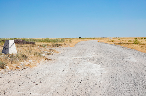 Road Sign to Salvadora Waterhole at Etosha National Park in Kunene Region, Namibia