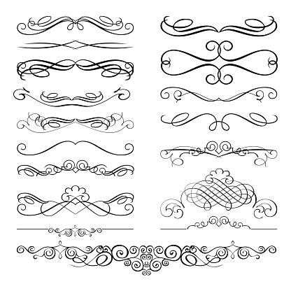 Vignette set. A set of different vignettes for decoration and design creation. Vector illustration isolated on a white background for design and web.