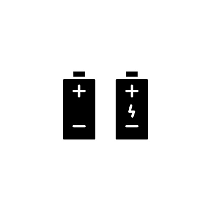 Battery icon. Icon related to electronic, technology. Solid icon style, glyph. Simple design editable