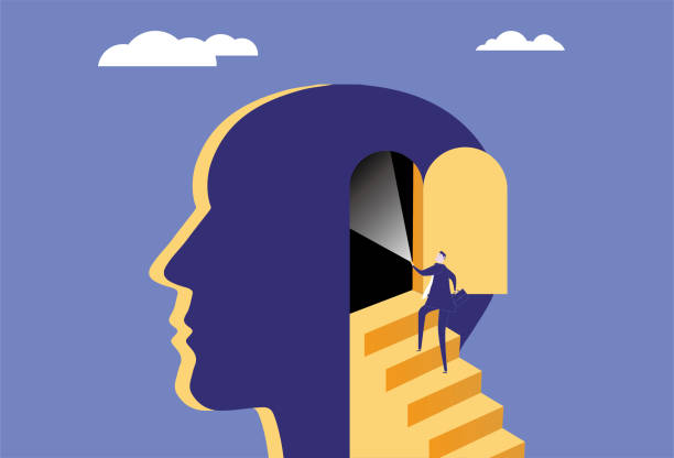 istock Business man successfully entered the gate of wisdom, looking for wisdom. 1412673603