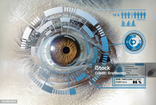 Iris Recognition Technology Concept Gui For Authentication Stock Photo - Download Image Now